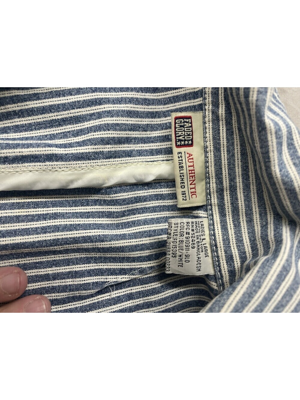 Vintage Faded Glory Denim Stripe Jacket Size Large - Picture 4 of 11